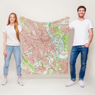 Manta Polar Mapa del vintage de Knoxville Tennessee (1966)
