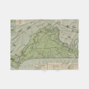 Manta Polar Mapa del vintage de Marthas Vineyard (1913)