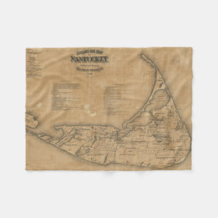 Manta Polar Mapa del vintage de Nantucket (1869)