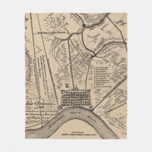 Manta Polar Mapa del vintage de New Orleans Luisiana (1798)