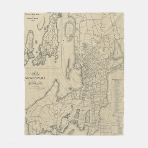 Manta Polar Mapa del vintage de Newport Rhode Island (1901)