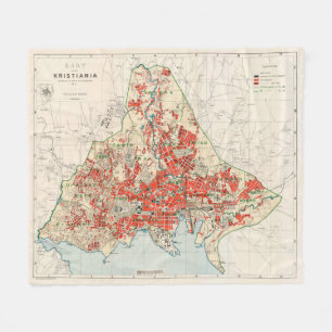 Manta Polar Mapa del vintage de Oslo Noruega (1911)