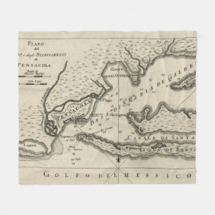 Manta Polar Mapa del vintage de Pensacola la Florida (1763)