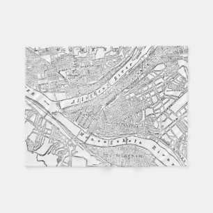 Manta Polar Mapa del vintage de Pittsburgh (1885)