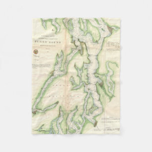 Manta Polar Mapa del vintage de Puget Sound (1867)