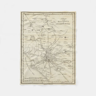 Manta Polar Mapa del vintage de Roma Italia (1821)