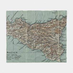 Manta Polar Mapa del vintage de Sicilia Italia (1911)