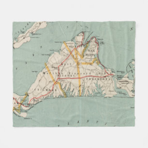 Manta Polar Mapa del vintage del Martha's Vineyard (1917)