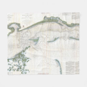 Manta Polar Mapa del vintage del sonido de Mississippi (1866)