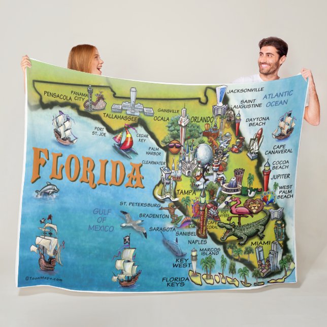 Manta Polar Mapa Divertido de Florida (In situ)