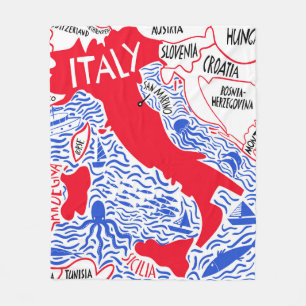 Manta Polar mapa estilizado a mano de Italia. Ilustración de v