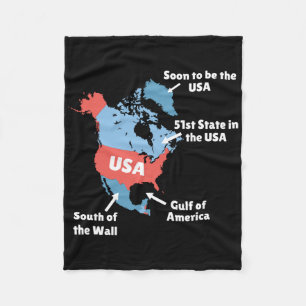 Manta Polar Mapa gracioso de Trump en Estados Unidos - Canadá,