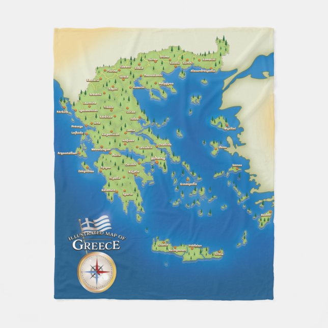 Manta Polar Mapa Ilustrado De Grecia. (Anverso)