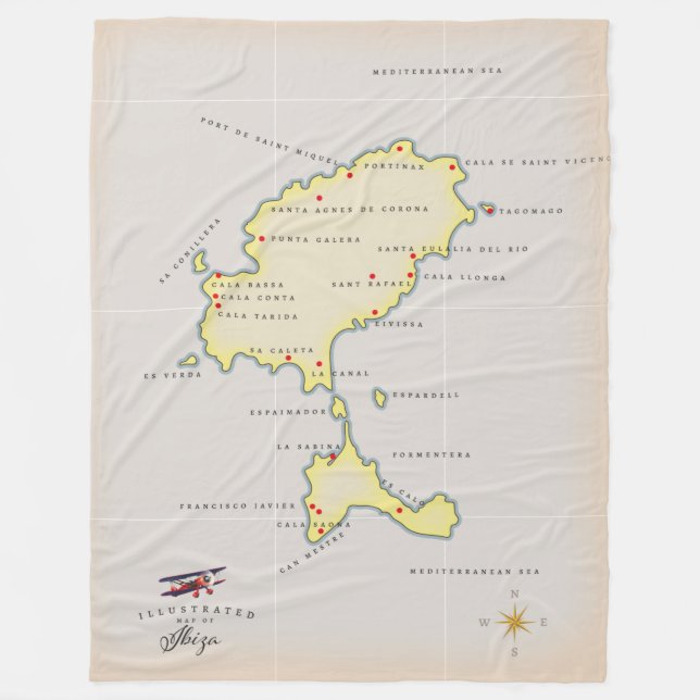 Manta Polar Mapa ilustrado de Ibiza (Anverso)