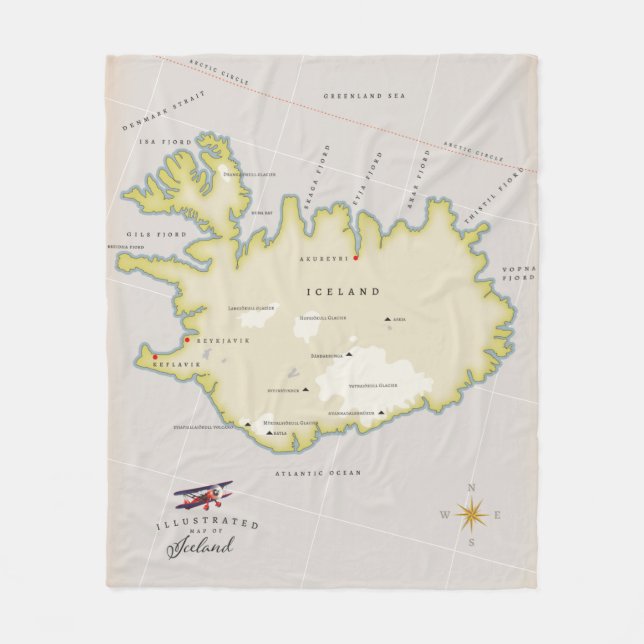 Manta Polar Mapa ilustrado de Islandia (Anverso)