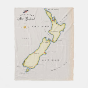 Manta Polar Mapa ilustrado de Nueva Zelanda