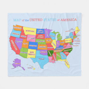 Manta Polar Mapa multicolor de los Estados Unidos