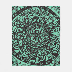 Manta Polar Mapa negro y verde de la flota de Mandala
