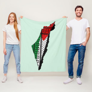 Manta Polar Mapa palestino con bandera y patrón de Keffiyeg