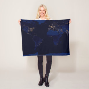 Manta Polar Mapa Plano De La Tierra Que Muestra Las Luces De L