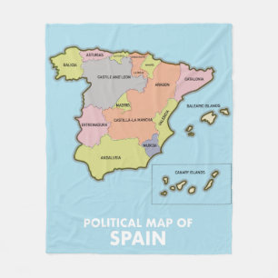 Manta Polar Mapa político de España. Imán