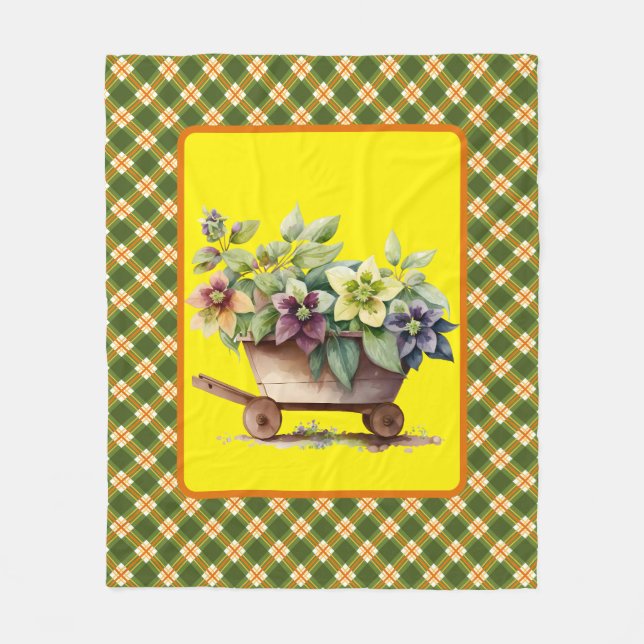 Manta Polar Mapa Verde De Plantas Y Flores (Anverso)