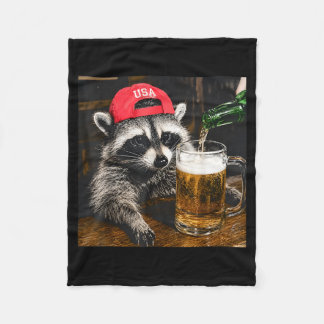 Manta Polar Mapache bebiendo cerveza Meme divertido hombres mu