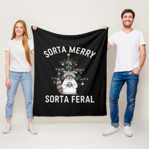 Manta Polar Mapache de Navidad Medio Alegre Medio Feral Navida