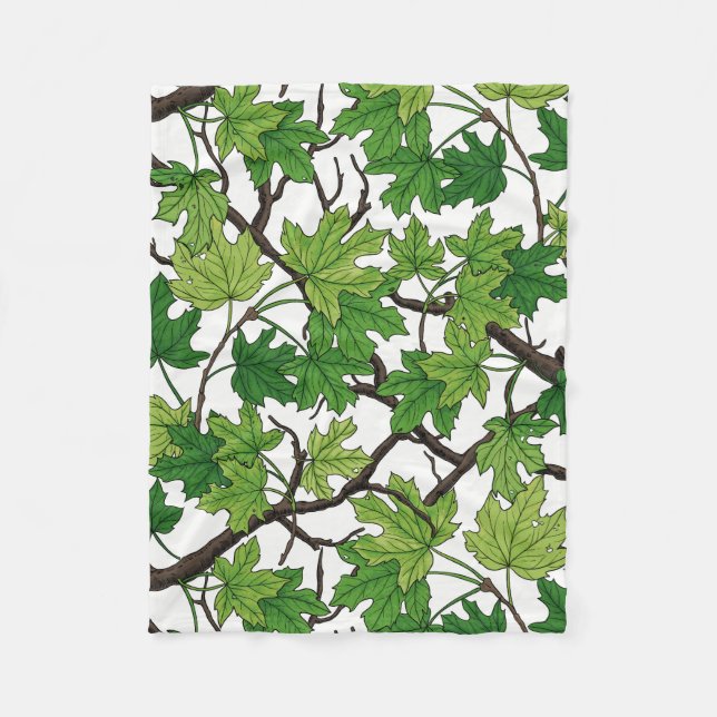 Manta Polar Maple leaves on white (Anverso)