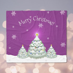 Manta Polar Maqueta de árbol de navidad con nieve magenta