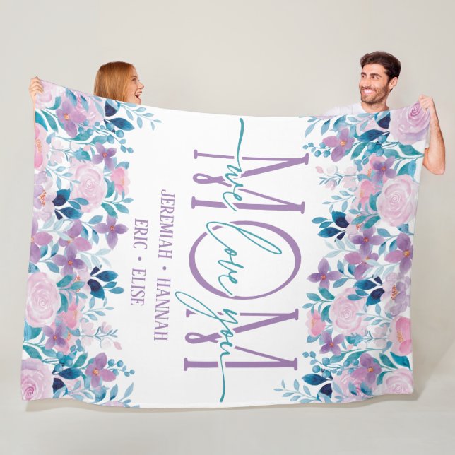 Manta Polar Maqueta personalizada para mamá con flores Rubor (In situ)