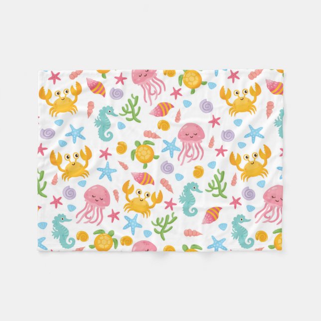 Manta Polar Maravilla marina del Océano Personalizado, verano  (Frente (Horizontal))