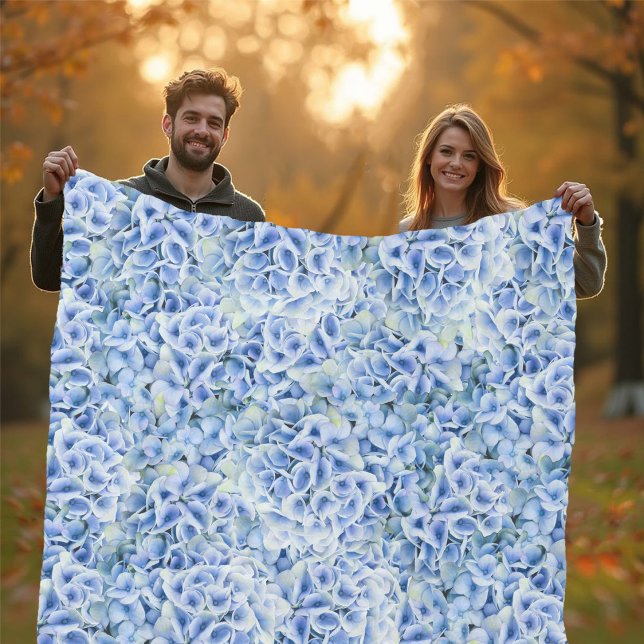 Manta Polar Maravillosas hortensias azules - patrón floral (Subido por el creador)