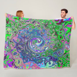 Manta Polar Marble Lime Green y Purple Resumen Swirt Retro