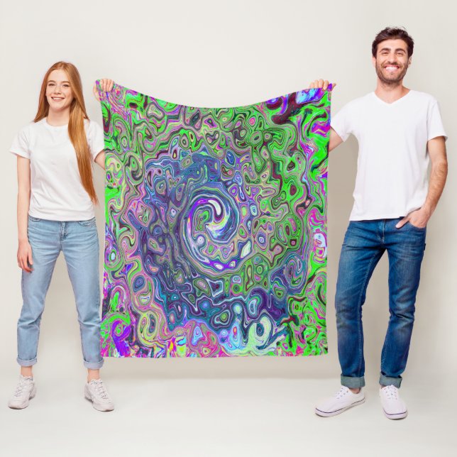 Manta Polar Marble Lime Green y Purple Resumen Swirt Retro (In situ)