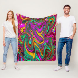 Manta Polar Marble rosa caliente y espuma verde abstracto arte