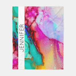 Manta Polar Marble rosa y verde Abstrato acuarela