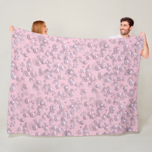 Manta Polar Marcadores de perlas blancas en terciopelo rosa