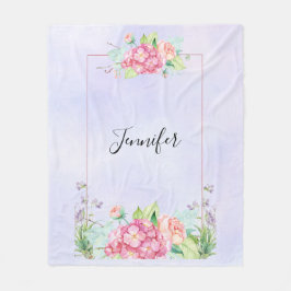 Manta Polar Marco floral de acuarela rosa moderno