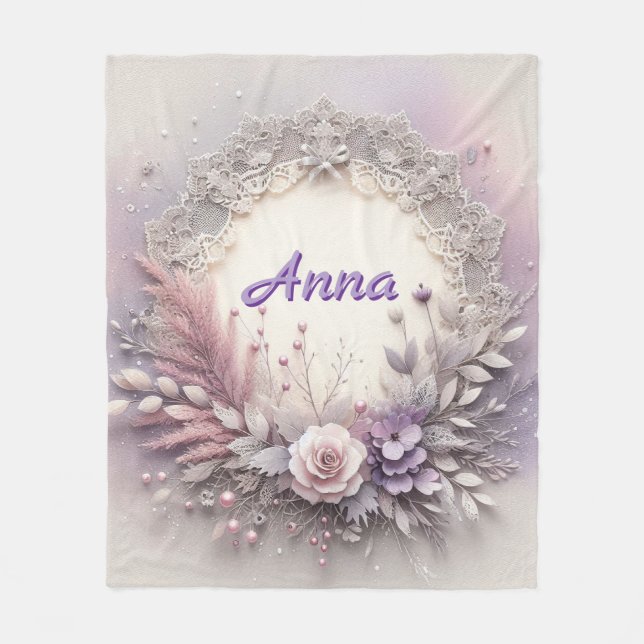 Manta Polar Marco Floral Delicado Con Detalles De Lace (Anverso)