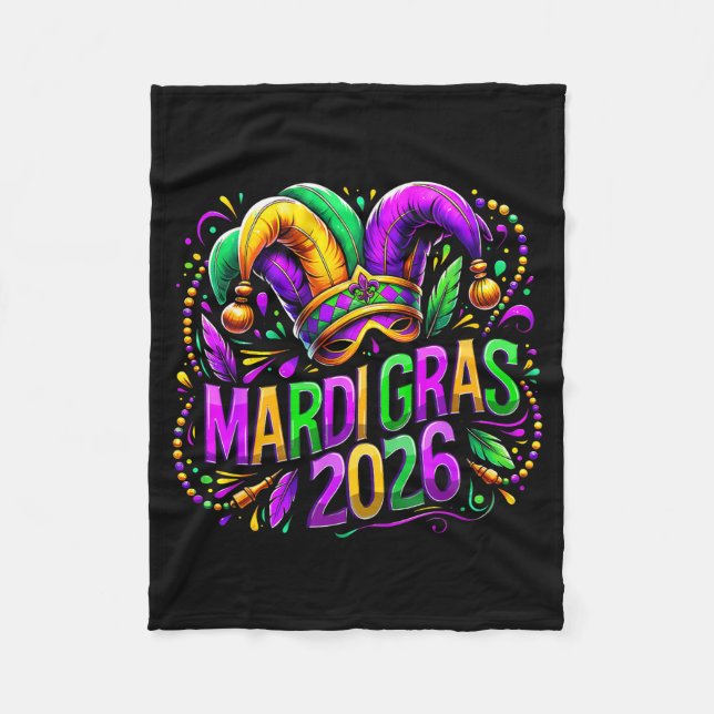 Manta Polar Mardi Gras 2026 Jester Hat Carnival New Orleans Fl (Anverso)
