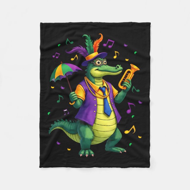 Manta Polar Mardi Gras Alligator Funny Mardi Gras Vestidos (Anverso)