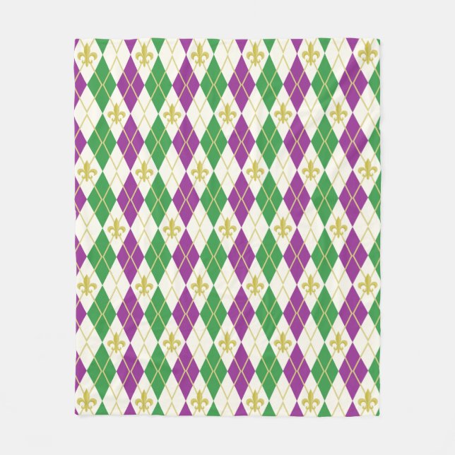Manta Polar Mardi Gras Argyle Fleece Blanket (Anverso)