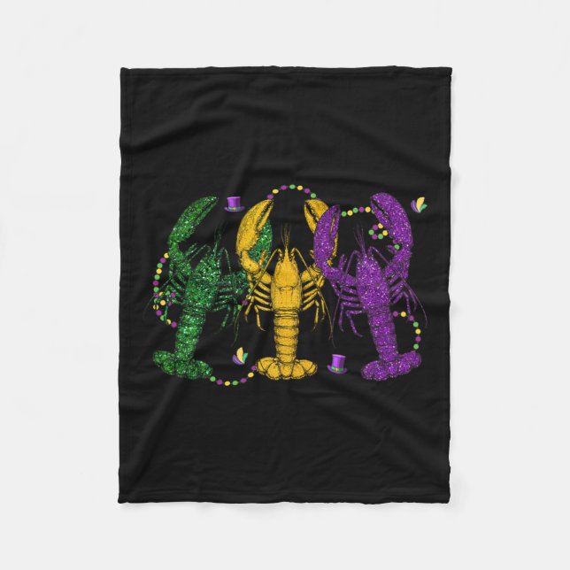 Manta Polar Mardi Gras Crawfish Funny Retro Parade disfraz Adu (Anverso)