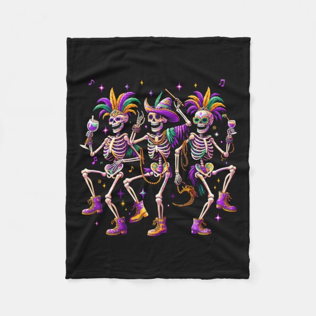 Manta Polar Mardi Gras Dancing Skeleton Funny (Anverso)
