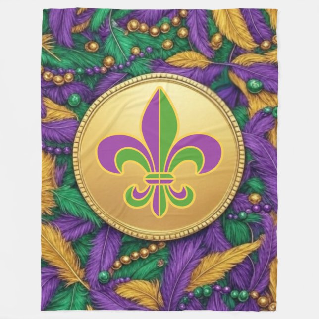 Manta Polar Mardi Gras Flor de lis (Anverso)