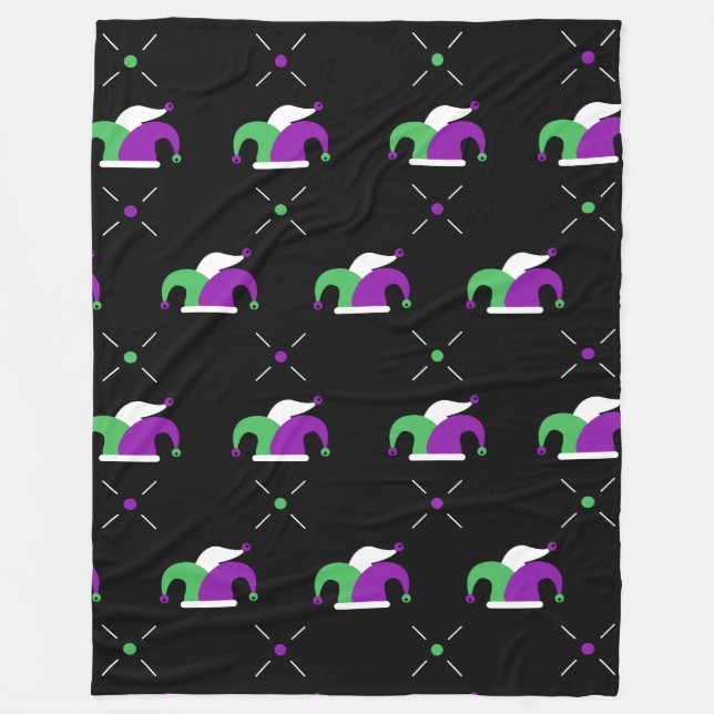 Manta Polar Mardi Gras Jester Gorra Patrón Fleece Blanket (Anverso)