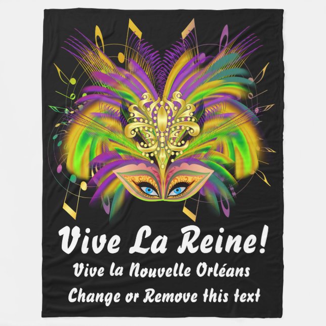 Manta Polar Mardi Gras Queen 3 Blanket 30"x40" 50"x60" 60"x80" (Anverso)