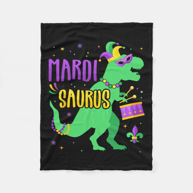 Manta Polar Mardi Gras Saurus Dinosaur T-rex con Jester Joker (Anverso)