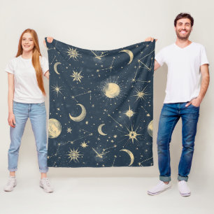 Manta Polar Marfil Antiguo Mapa Celeste de la Luna Estrella Az